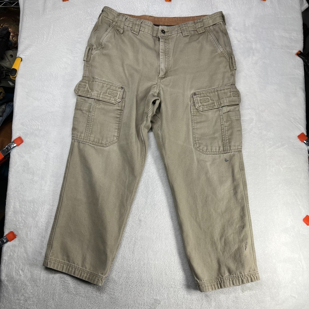 Duluth Trading Co. Fire Hose Cargo‎ Pants Men's Khaki Cotton Workwear - 37X28